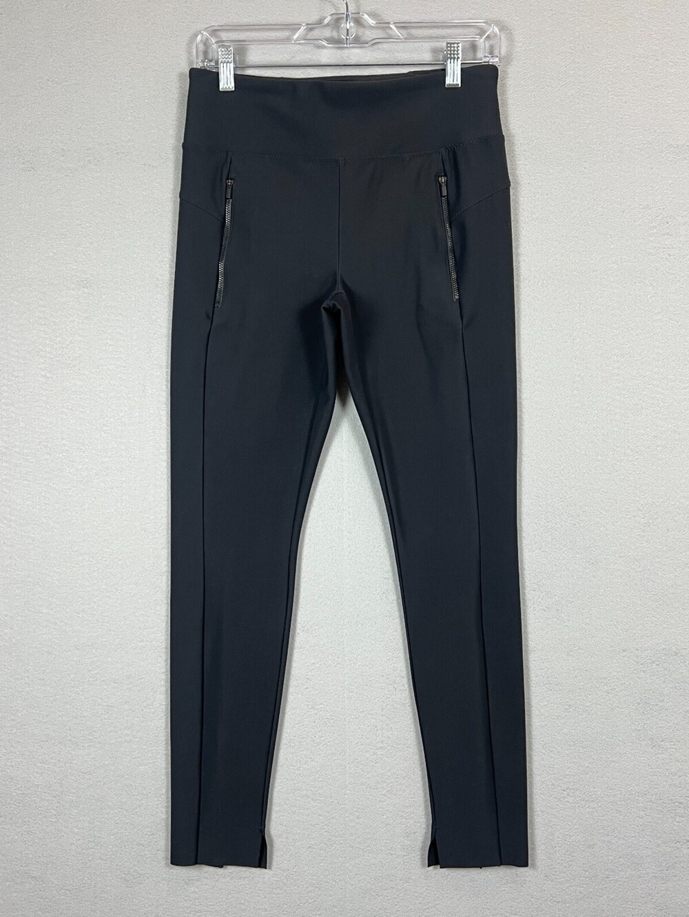 Athleta Stellar Tight Pants Womens S Black High Rise Zip Pockets Split Hem